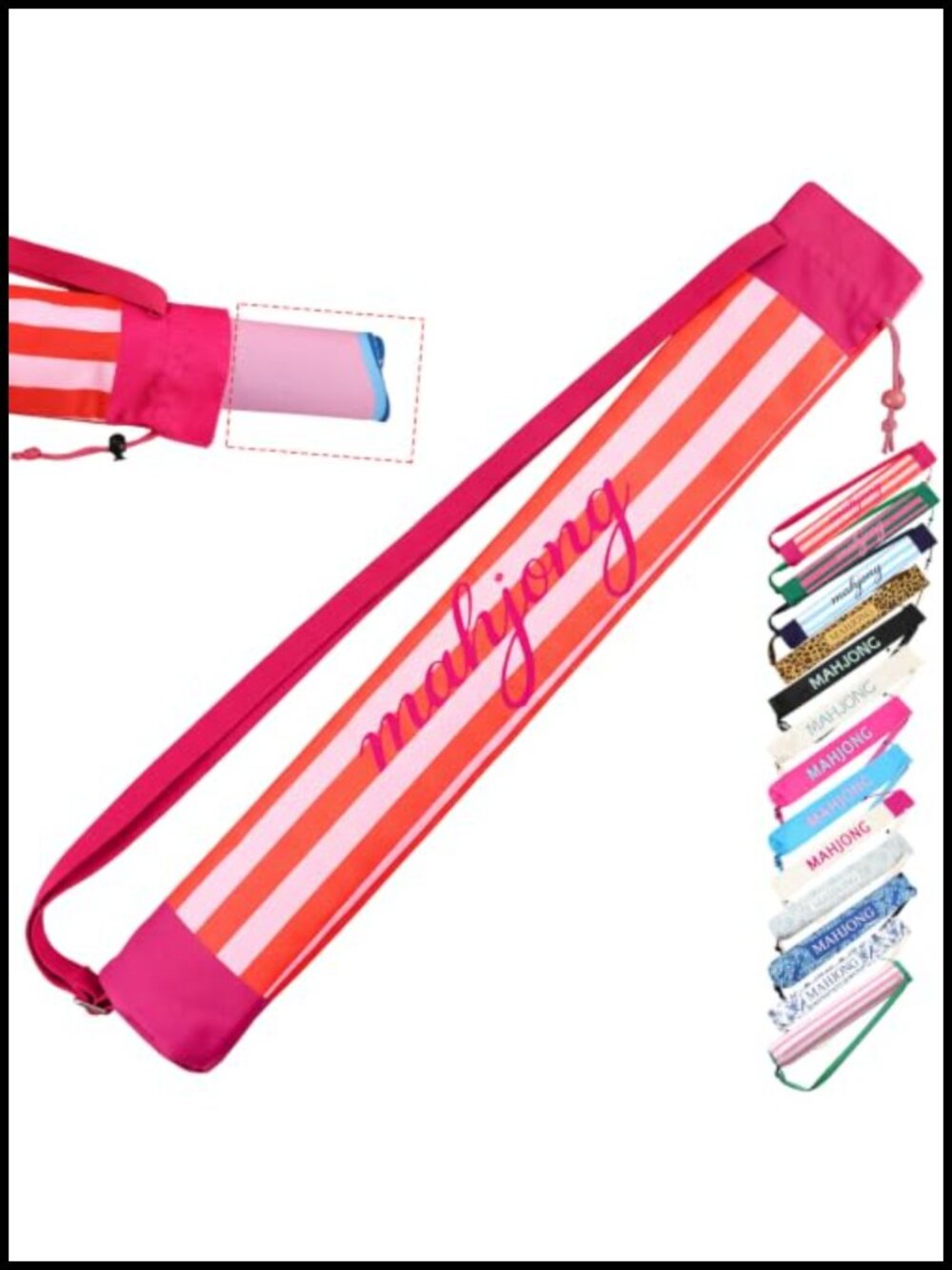 Mahjong Mat Storage Bag Holder Canvas Tube with Straps 33 Inch